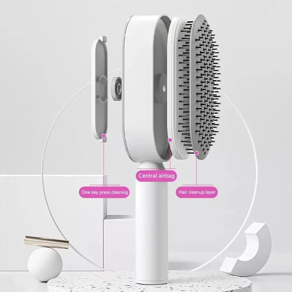 Self Cleaning Hair Brush For Women One-key Cleaning Hair Loss Massage Scalp Comb Anti-Static Hairbrush Dropshipping K7F7