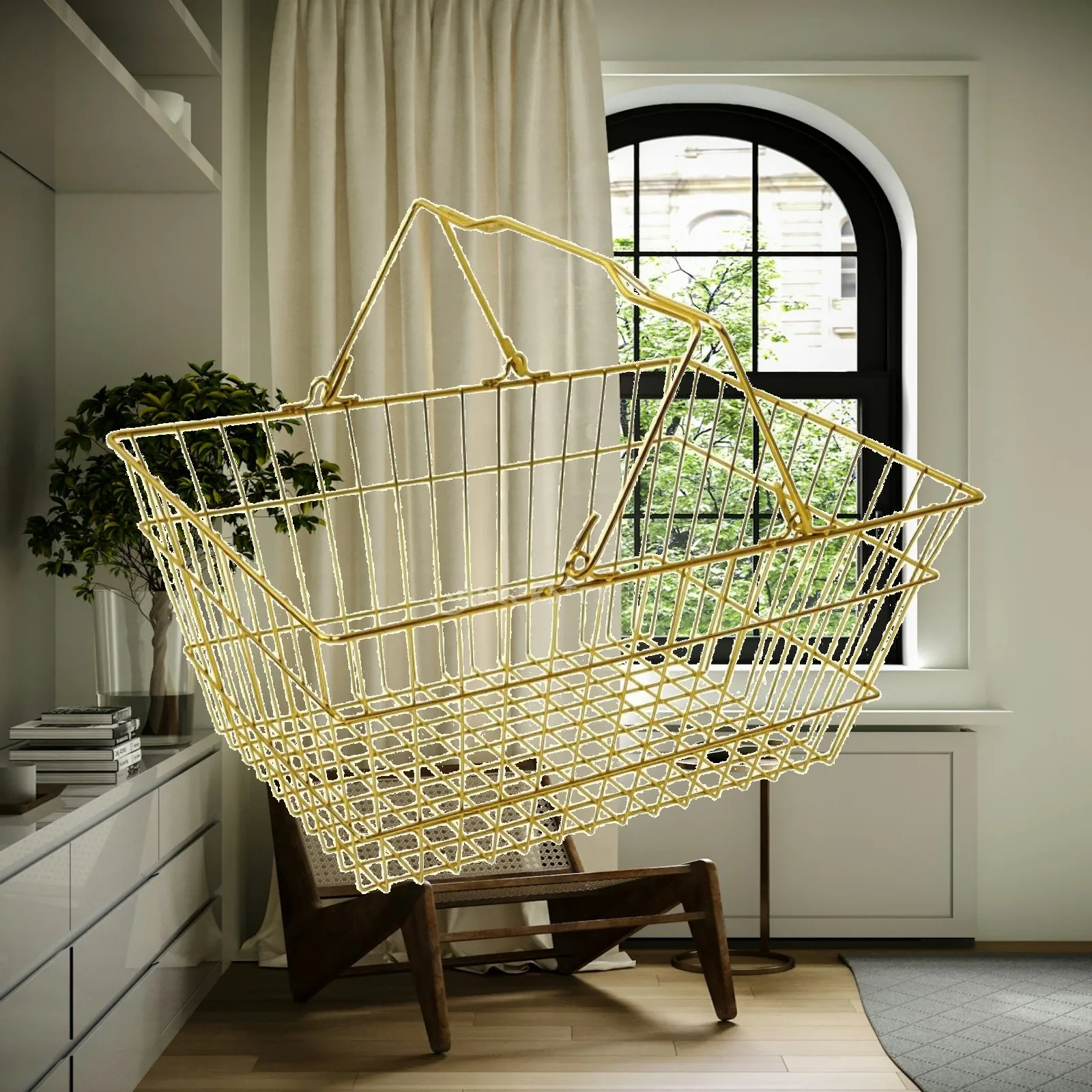 Metal Wire Shopping Basket Sleek Wire Shopping Basket Open-Design Portable for Retailers, Grocery Stores, Boutiques