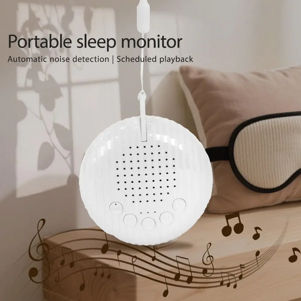 

10 Soothing Sounds White Noise Sound Machine Automatic Noise Monitoring Adjustable Volume Sleep Machine with Lanyard