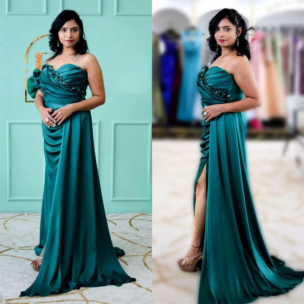 

Customized Formal Dress Saudi Arabia Dearin One-shoulder Column Floor Length Skirts Draped Shirred Bead Bespoke Occasion Dresses