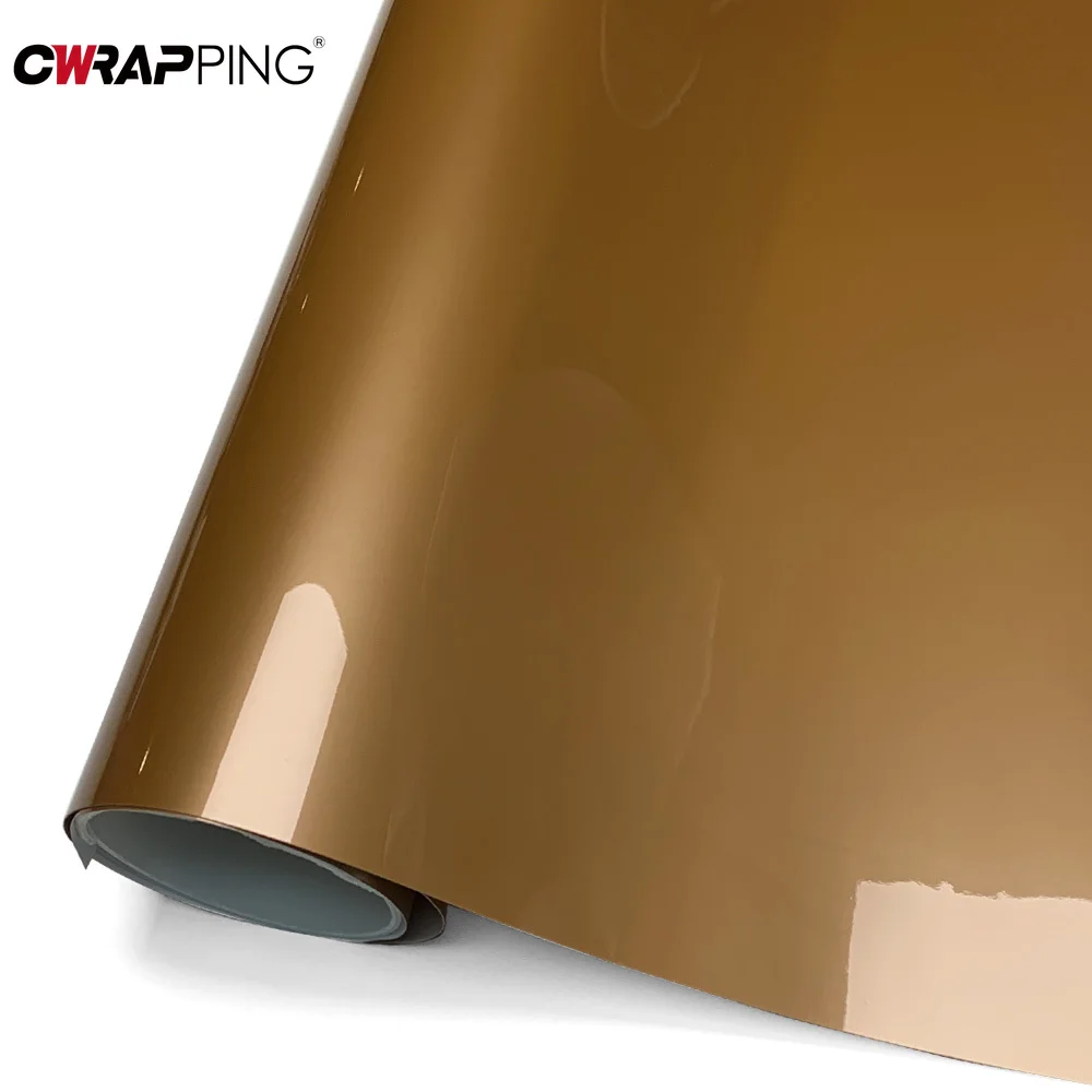 

Car Adhesive Vinyl Waterproof Self-adhesive Film Caramel Brown PET High Glossy Wrapping Foil Sticker for Motorcycle Accessories