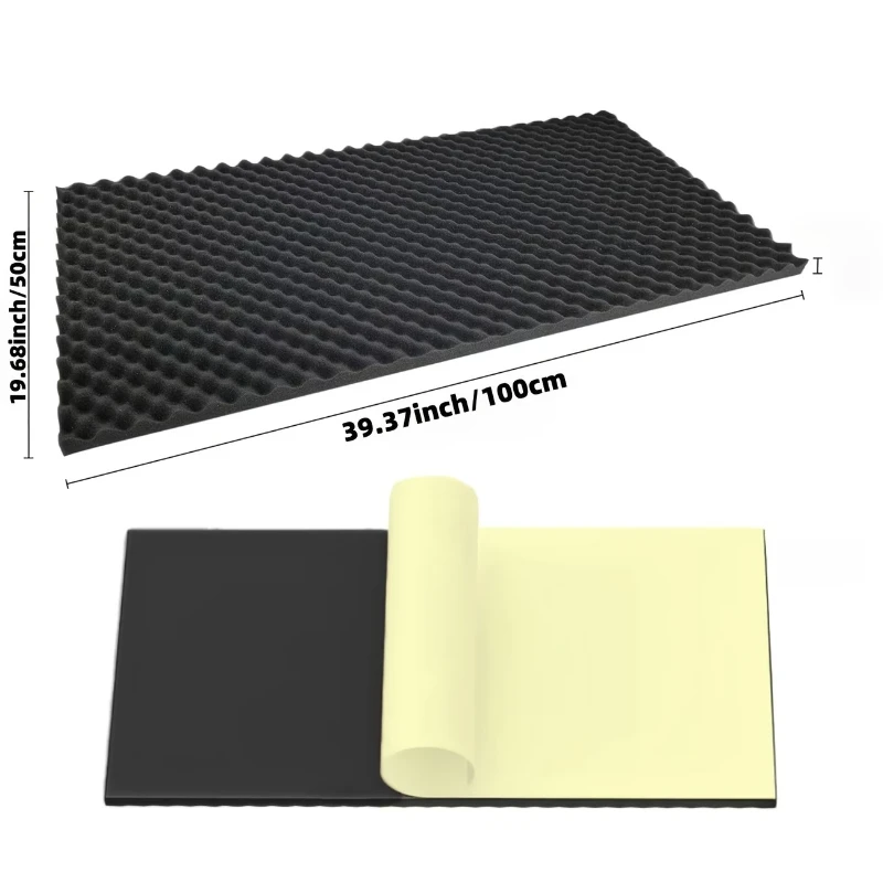 1 Rol 2cm-50x100cm Zelfklevende Zwarte Geluiddichte Schuimplaat Geluid Warmte-isolatie Geluiddichte Wandpanelen Auto Geluidsdemping