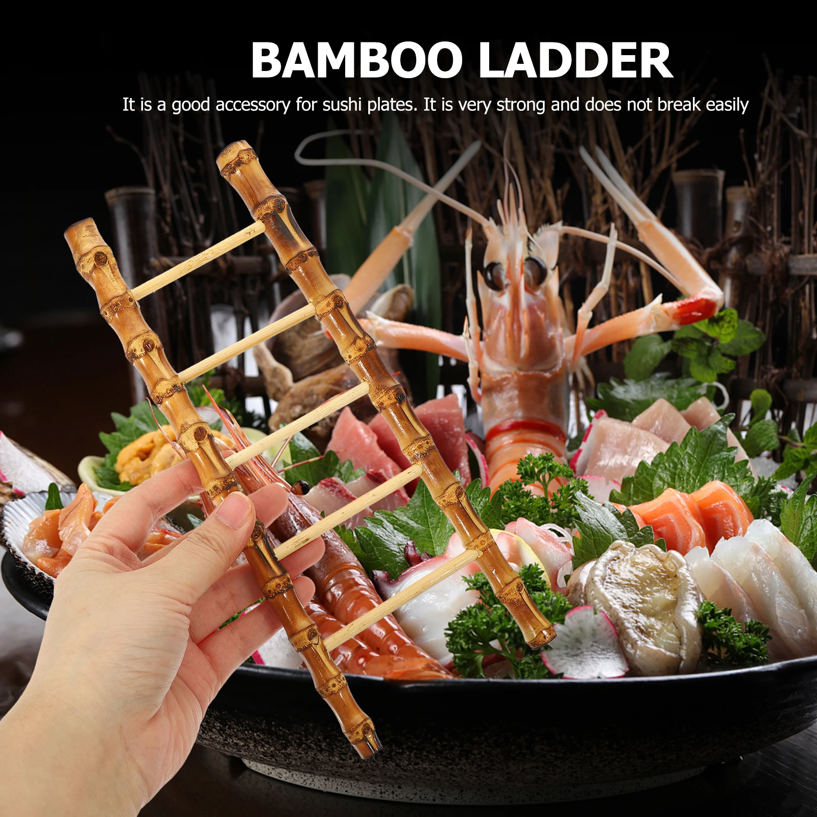 

Bamboo Ladder Sushi Decor Sashimi Plate Ornament Japanese Style Lightweight Durable Sushi Tray Decoration for Restaurant Coffee