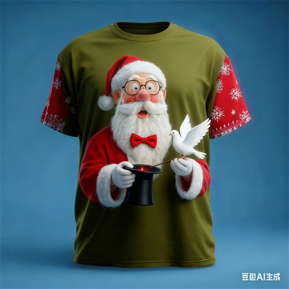 عيد الميلاد تي شيرت رجالي سانتا كلوز نمط طباعة الرجال النساء الجولة الرقبة تي شيرت عيد الميلاد الجرافيك تي شيرت جديد في بلايز و تيز
