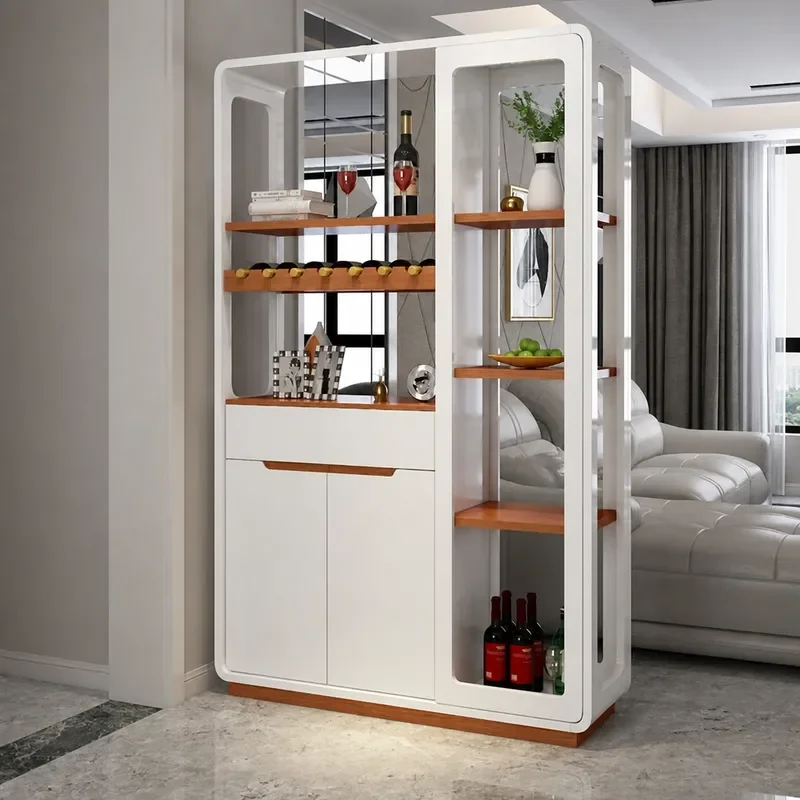 Simple Double Sided Baking Paint Cabinet for Living Room Hall Entrance Foyer Wine Storage Decorative Screen Partition
