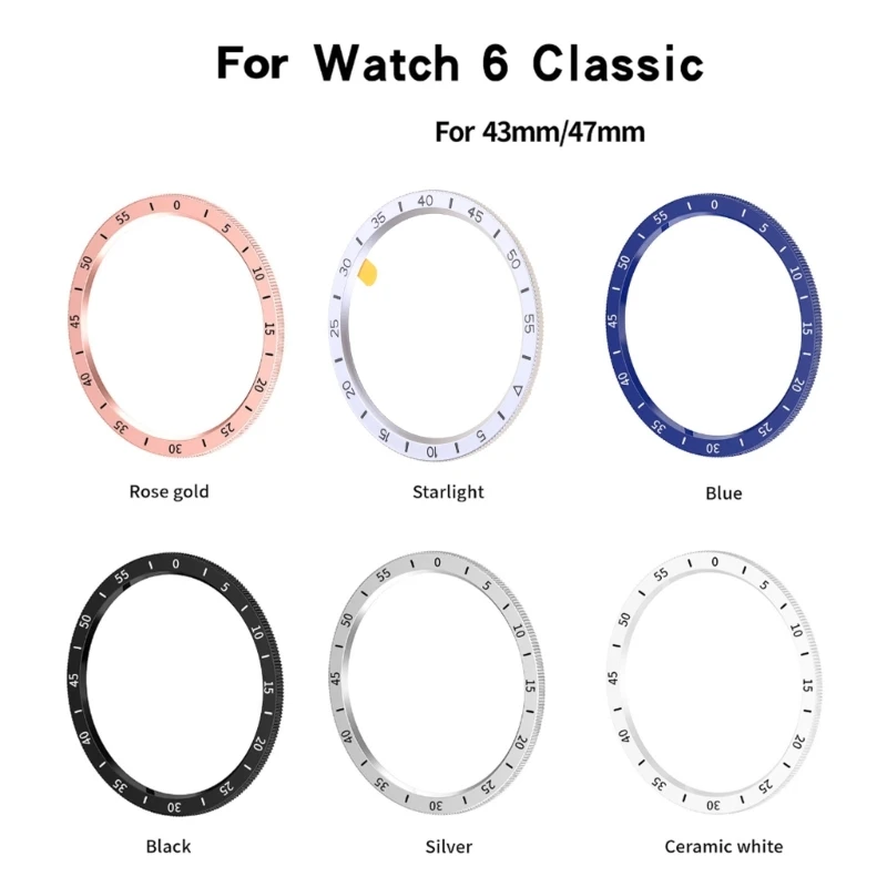 삼성 갤럭시 워치용 금속 베젤 링 케이스, 삼성 갤럭시 워치 6 클래식 43mm R950 47mm R960 베젤 스타일링 프레임 케이스, 보호 팔찌 커버