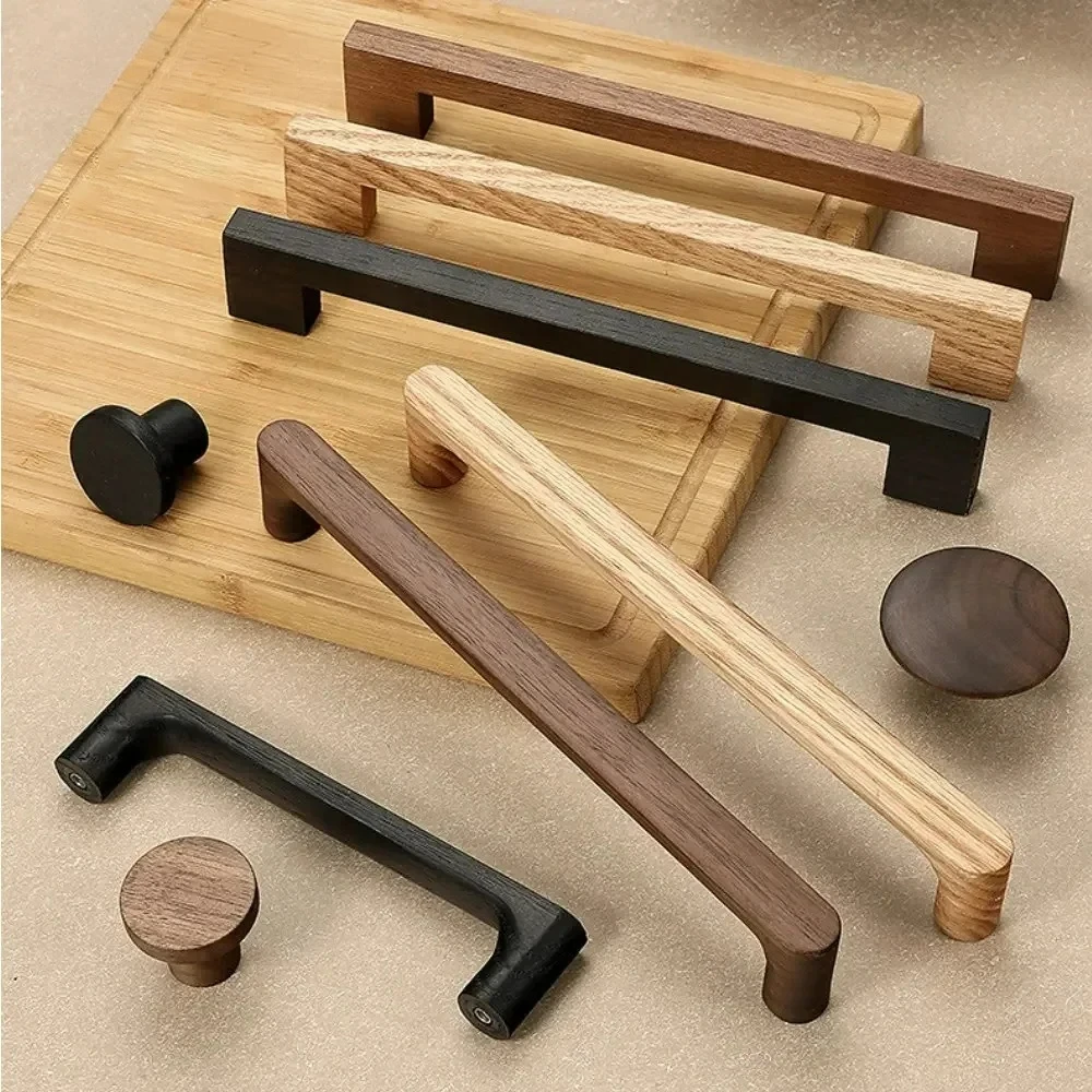 

Wooden Cupboard Knob And Handle Kitchen Cabinet Knobs Wardrobe Door Handles For Furniture Hardware