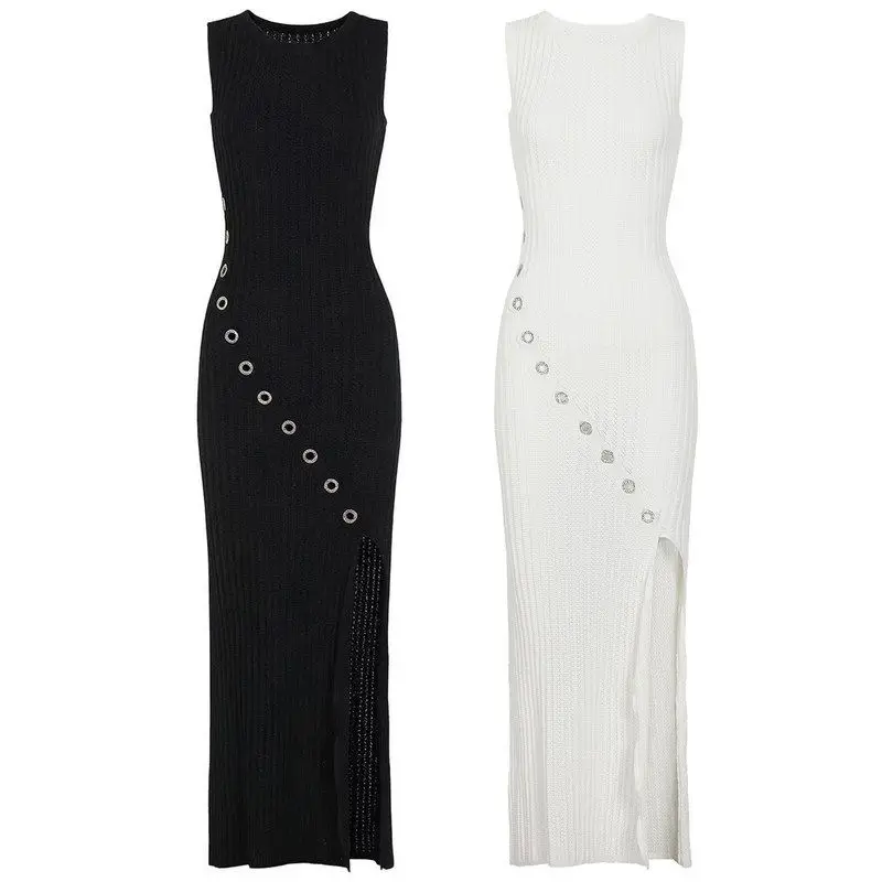 

Elegant High-Quality Summer New Style Slimming Long Sleeveless Diamond-Embellished Dress for Women CityWalk round Neckline