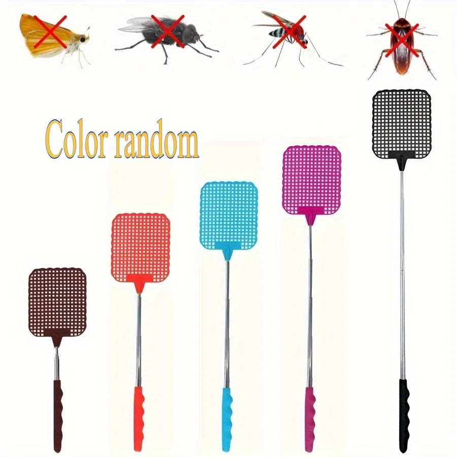 1pc Retractable Stainless Steel Fly Swatter, Extendable Bug Swatter with Ergonomic Handle, Indoor Household Pest Control Tool