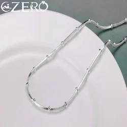 Collar de plata de ley 925 de 45-50cm, cadena de serpiente, hermosa cuenta Simple para mujer, joyería de moda para boda, regalos de navidad