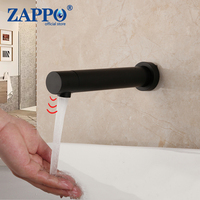 ZAPPO Matte Black Bathroom Faucet Wall Mount Sensor Faucets Automatic Hands Free Touch Sensor Bathroom Sink Tap Mixer