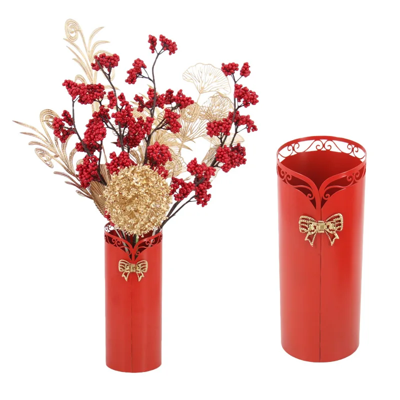 CX New Year's Blessing Bucket Chinese Bow Hug Bucket Dried Flower Vase