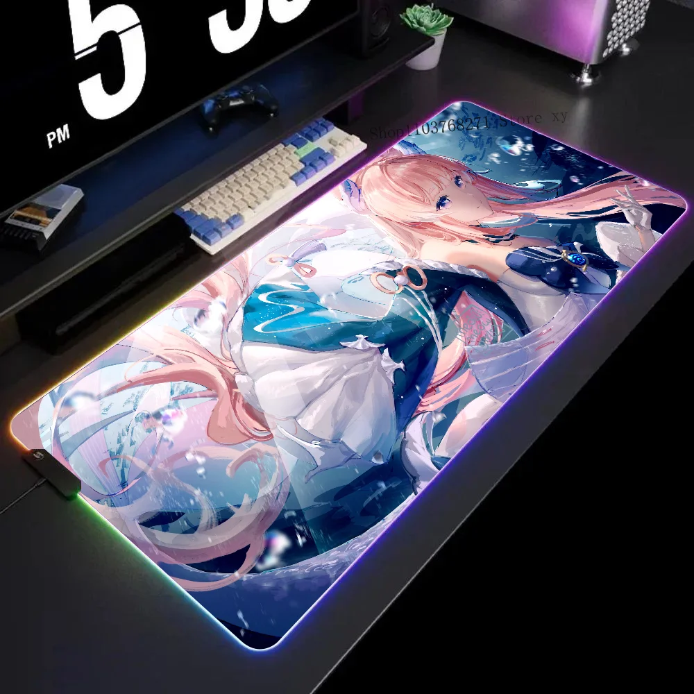 

Sangonomiya Kokomi Genshin Impact Mousepad XXL RGB Gaming Mouse Pads HD Black Gamer Accessories Large LED