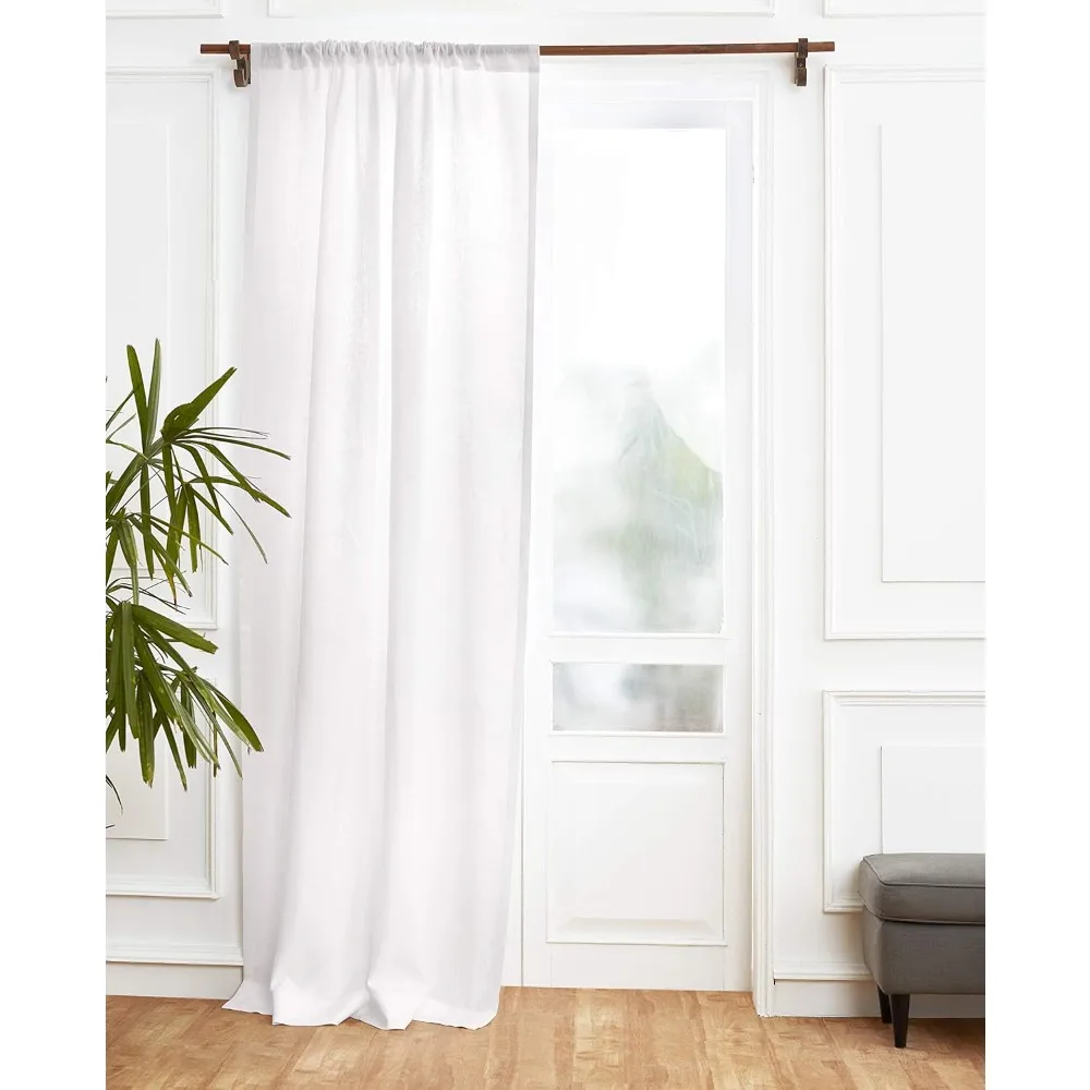 

Европейская льняная занавеска белого цвета, 52 x 63 дюйма, карманная занавеска со светофильтром, 63 дюйма, 100% чистое льняное окно T