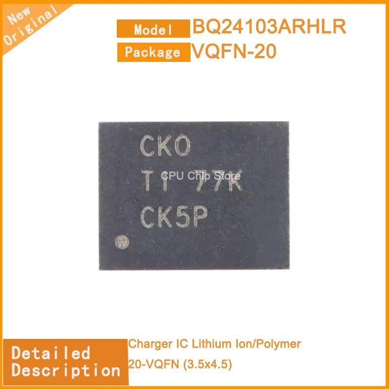 5Pcs/Lot  New Original  BQ24103ARHLR BQ24070RHLR   BQ24103  Charger IC Lithium Ion/Polymer 20-VQFN (3.5x4.5)