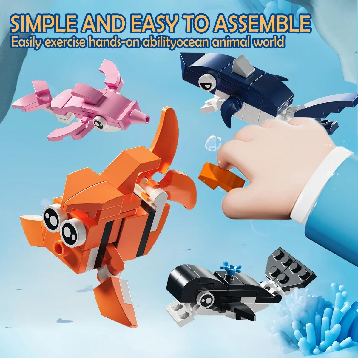 

New 307PCS Ocean Animal Kingdom Blocks Safe ABS Material Underwater Animal Bricks Set Educational Construction Toy for Toddlers