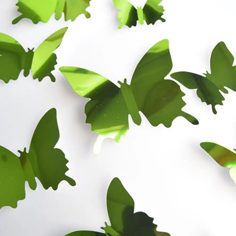 12Pcs/Set Butterfly 3D Mirror PVC Wall Sticker Decal Removable Butterfly Wall Sticker DIY Modern Art Home Decorations Gift