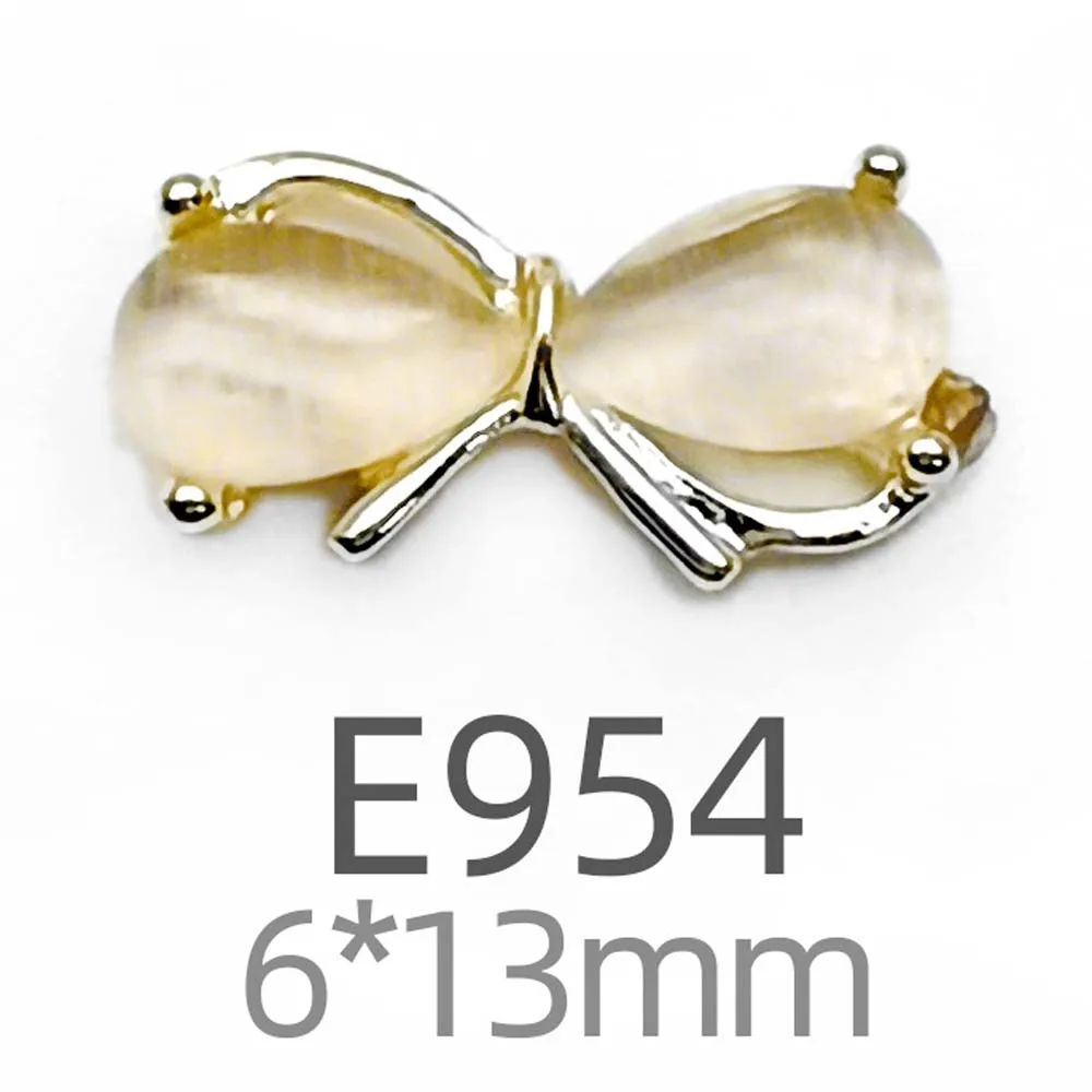 10pcs Alloy Bow Tie 3D Nail Charms Crystal Rhinestone Decoration Butterfly Opal Jewelry Bow Knot Gold Silver Nail Art Parts Bulk