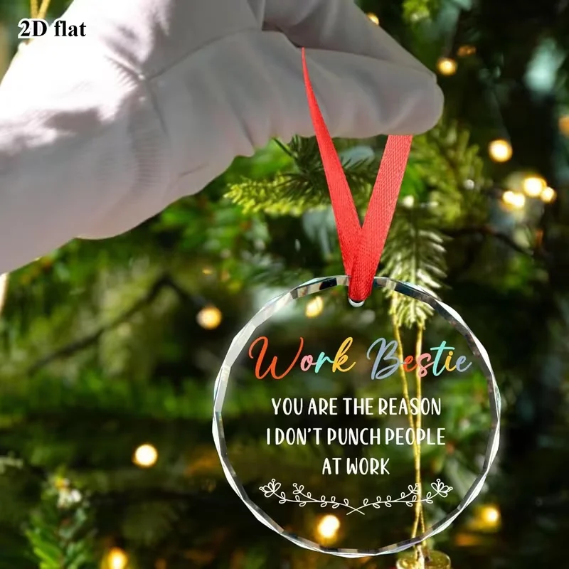 

2D plane, cute glass ornaments - 8x8 cm (8 cm round) Christmas and Valentine's Day Thanksgiving commemorative items, can be hung