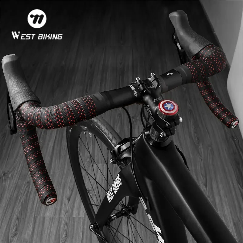 

WEST BIKING Bicycle Handlebar Tape MTB Road Bike PU Leather Perforated Belt Breathable Cycling Handle Bar Strap Bike Accessories