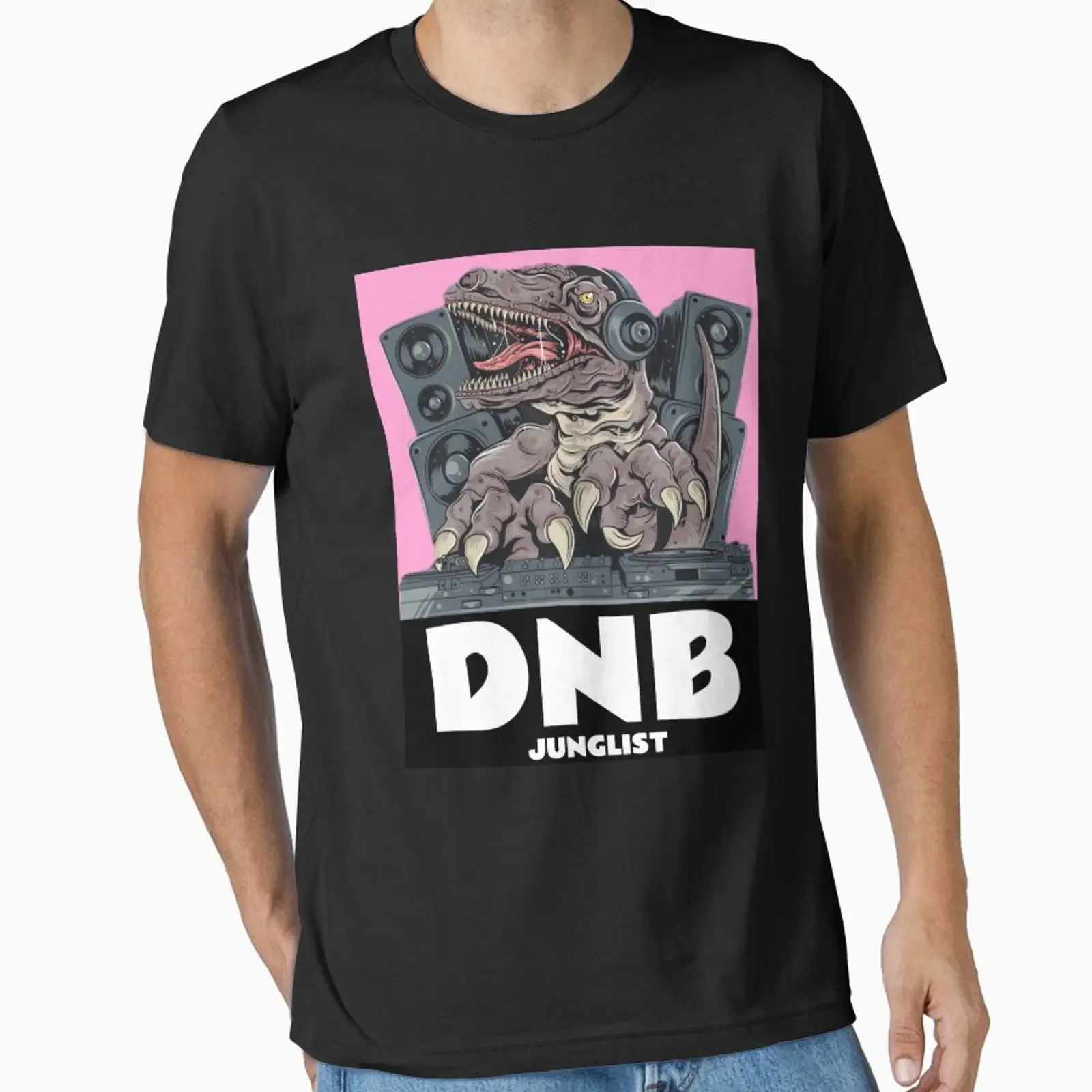 DNB Junglist T Rex designed and sold by Discothreadz vintage Washed Slightly Top For Everyday Wear graphic Stylish Versatile