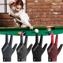 Bilardo eldiven sol el üç parmak Snooker bilardo eldiven kaymaz çıkartmalar elastik bilardo eğitim eldiven aksesuarları