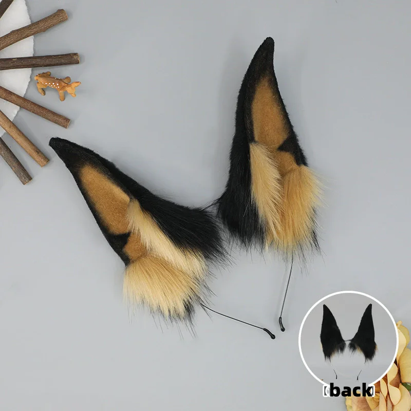 3 Arten Anime handgemachte Plüsch Hund Stirnband simulierte pelzige große Hund Ohr Prop Mann Club Party Cosplay realistische Haar-Accessoire