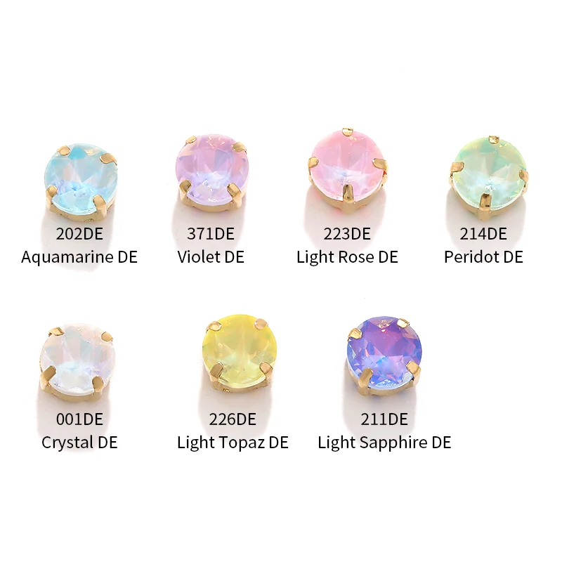Sewing Rhinestones For Needlework 8mm Round Sew On Crystals Clothes Decoration Accessories Diy Glass Diamonds Glitter Gemstones