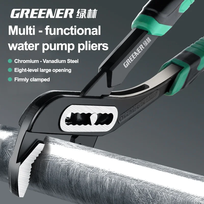 

Greener 8" 10" 12"Water Pump Pliers 1-Piece Multifunctional Plier Quick-Release Straight Jaw Groove Joint Pliers Plumbing Pliers