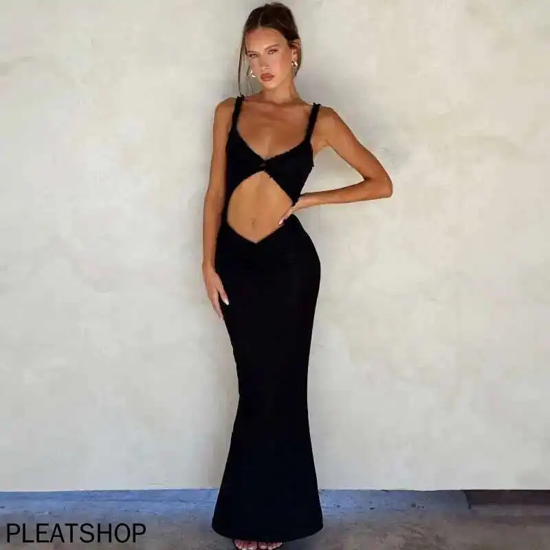 Sexy Abend-Club-Party-Kleider für Damen, 2022, Sommer, ärmellos, rückenfrei, aushöhlen, Maxi-langes Kleid, elegante, figurbetonte weiße Robe