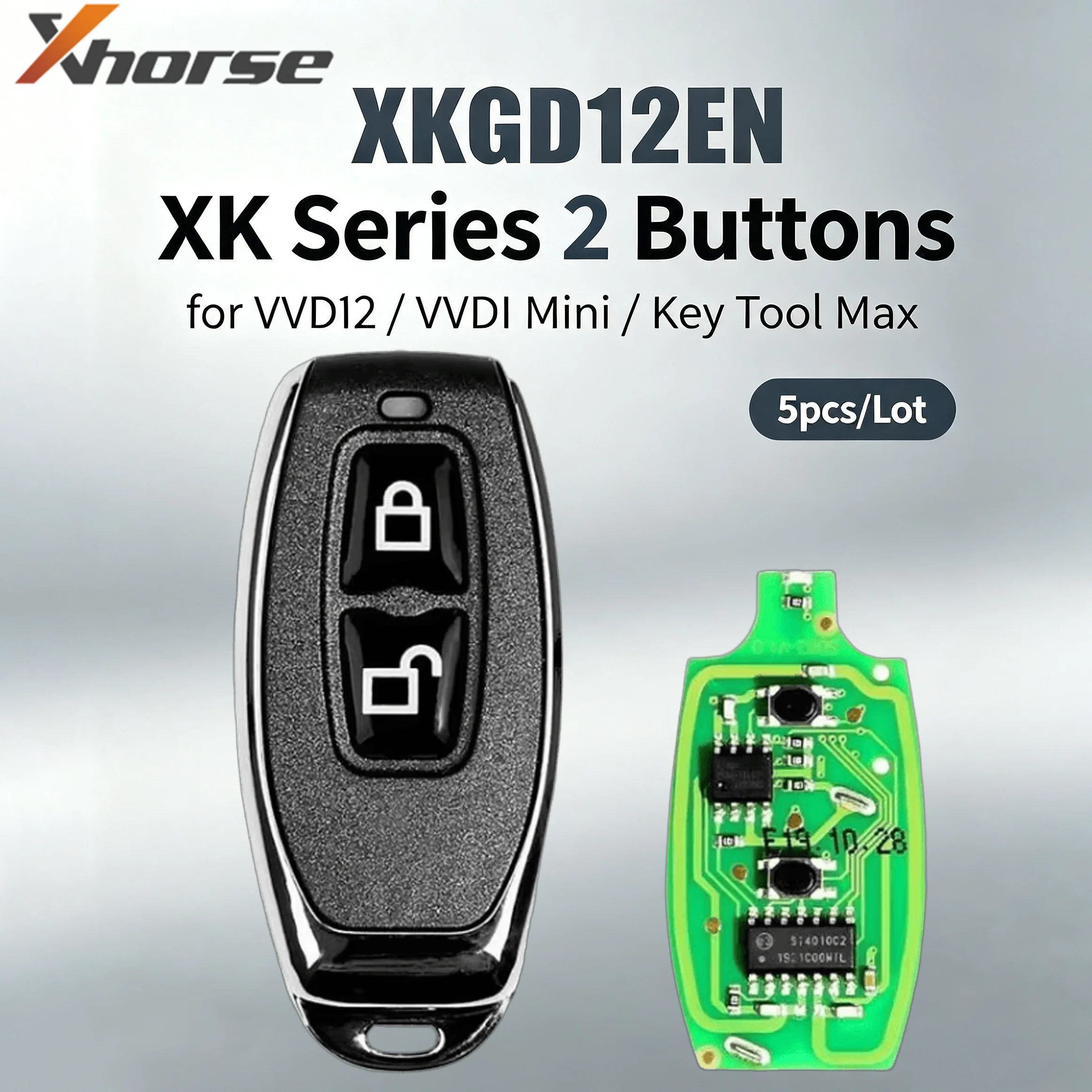 5pcs/Lot Xhorse XK Series XKGD12EN 2 Buttons VVDI Wire Remote Car Key Fob for VVDI2 / VVDI Mini / Key Tool Max