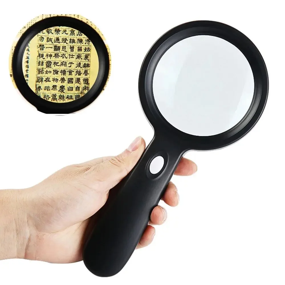 10X Handheld Magnifying Glass with 12 LED Lights for Reading Jewelry Crafts and Antique Inspection