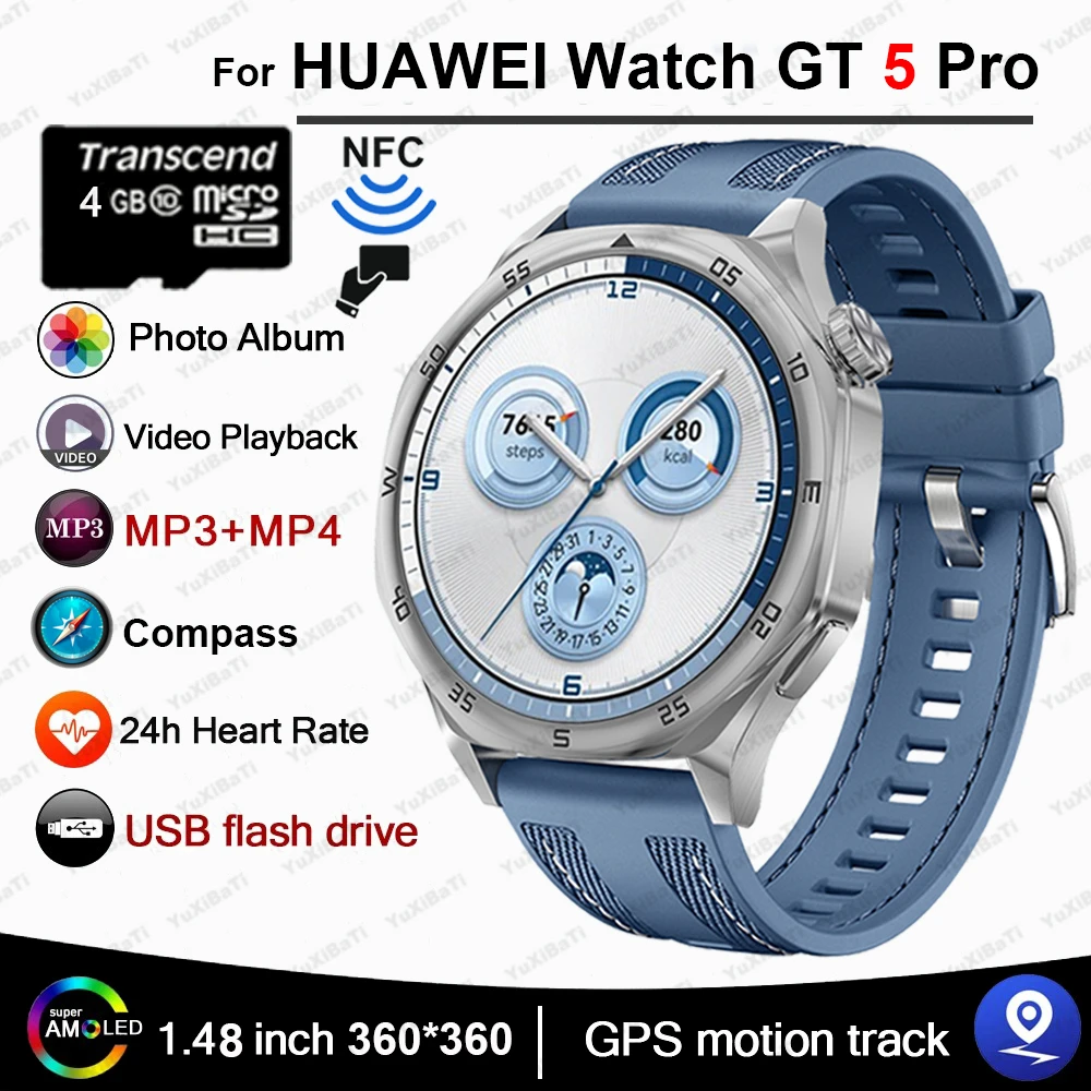 2024New Huawei Watch GT 5 Pro Smart Watch Men 4GB Memory GPS NFC 1.48