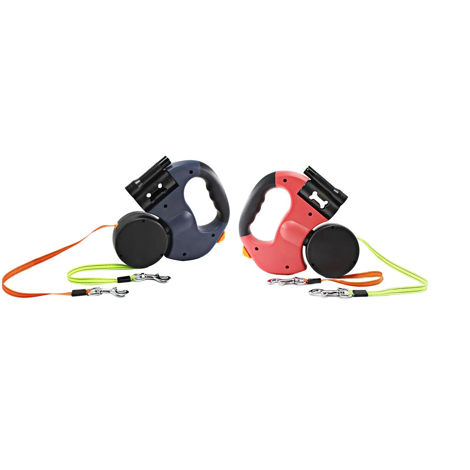 Double retractable dog leash with non-slip handle for small and