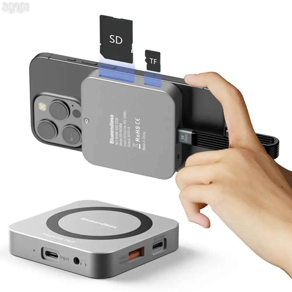 

8 in 1 USB C Hub with M.2 NVMe/SATA SSD Enclosure PD100W 4K 60Hz HDMI-Compatible USB-C 3.2&USB-A 3.2 for M.2 NVMe and SATA SSD