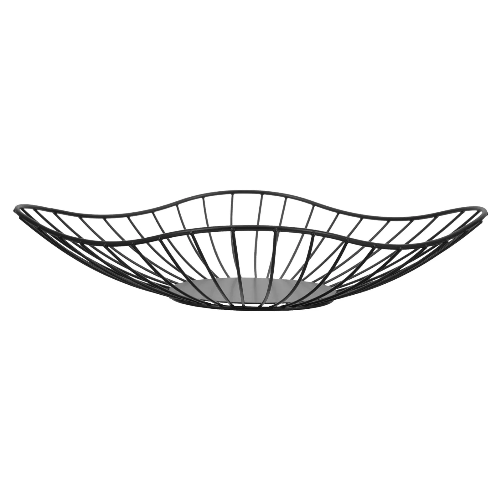 Metal Fruit Basket Hollow Out Design Modern Wire Fruit Bowl for Kitchen Counter Dining Table Decorative Storage Basket Black
