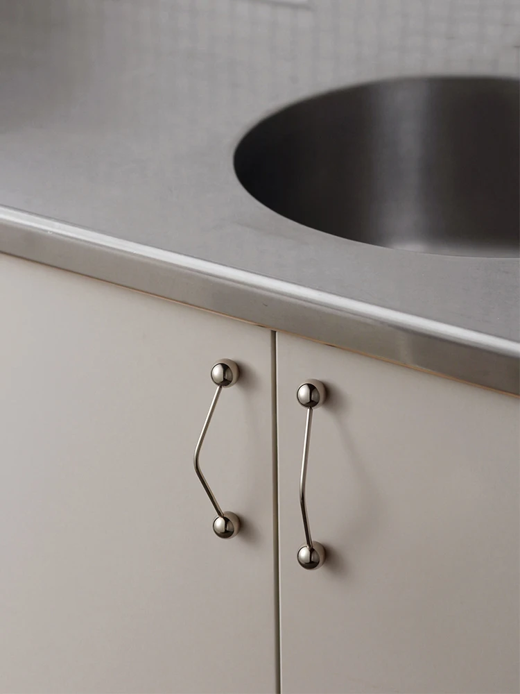 مقبض خزانة نحاسي فضي، مقبض أثاث، مقبض خزانة الملابس، مقبض أثاث من النيكل #5