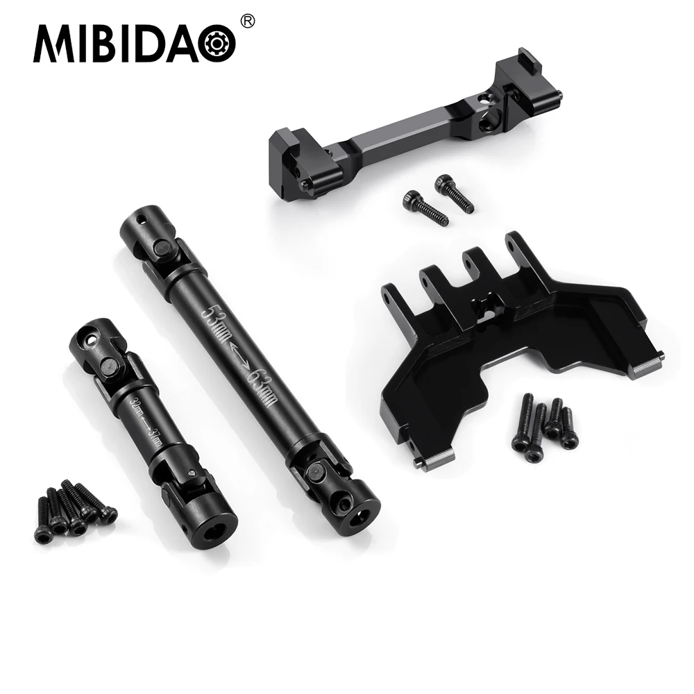 MIBIDAO Metal Front Bumper Mount Rear Body Shell Support Bracket /Drive Shaft for Axial SCX24 GX470 1/24 RC Crawler Car Parts