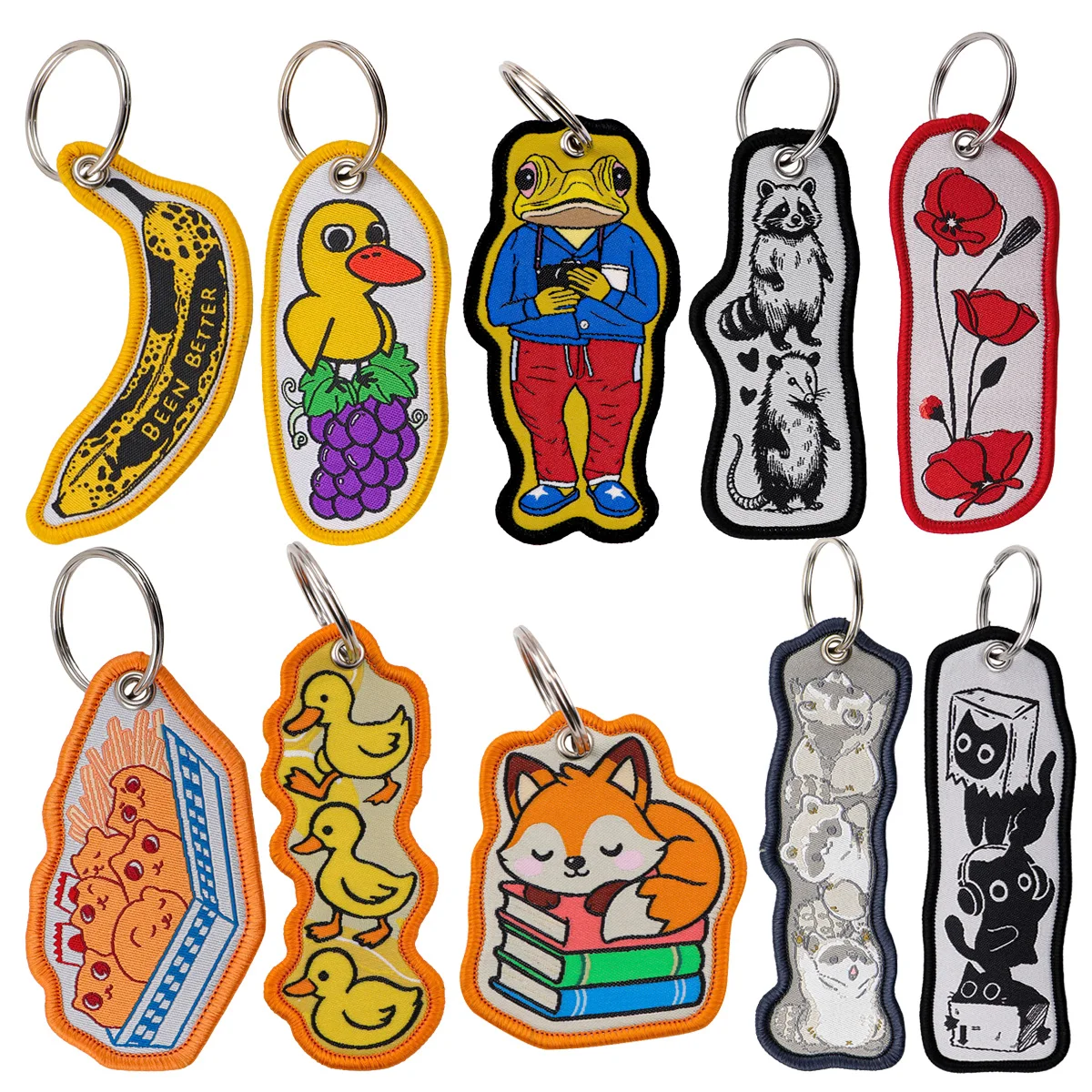 

Bird and GrapeEmbroidery Keychain Key Tag For Motorcycles Cars Backpack Chaveiro Fashion Keyring Accessories Gifts for Friends