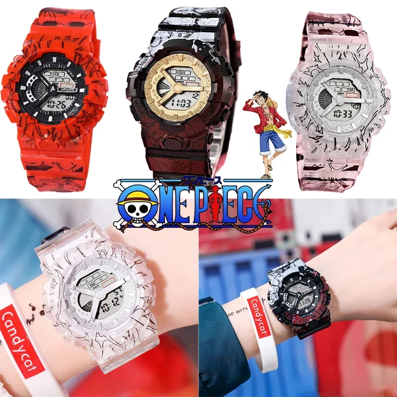 One Piece Luffy Kids Digital Watches Student Childrens Electronic Watch Fashion Luminous LCD Alarm Camouflage Boys Clock Gift