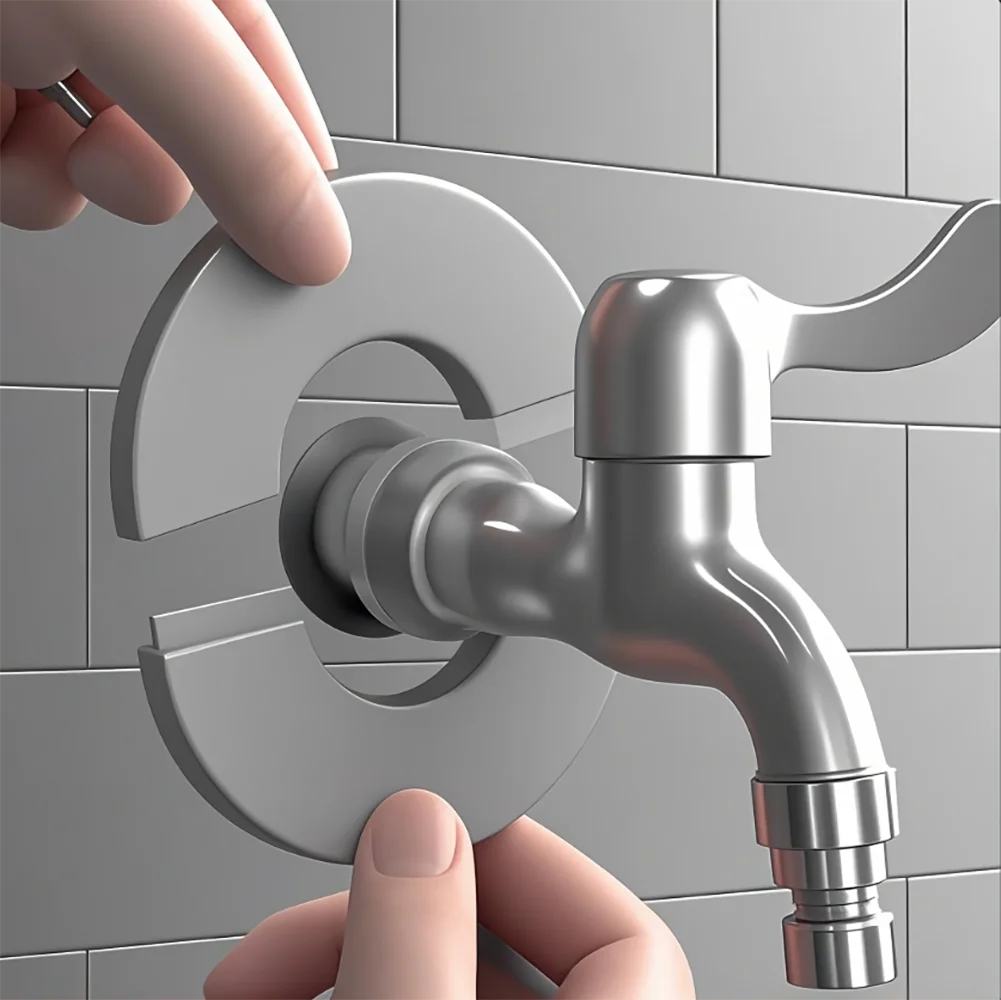 4 قطع من شفة مقسمة على الحائط، ملحقات غطاء أنابيب المياه المثبتة على الحائط من الفولاذ المقاوم للصدأ #2