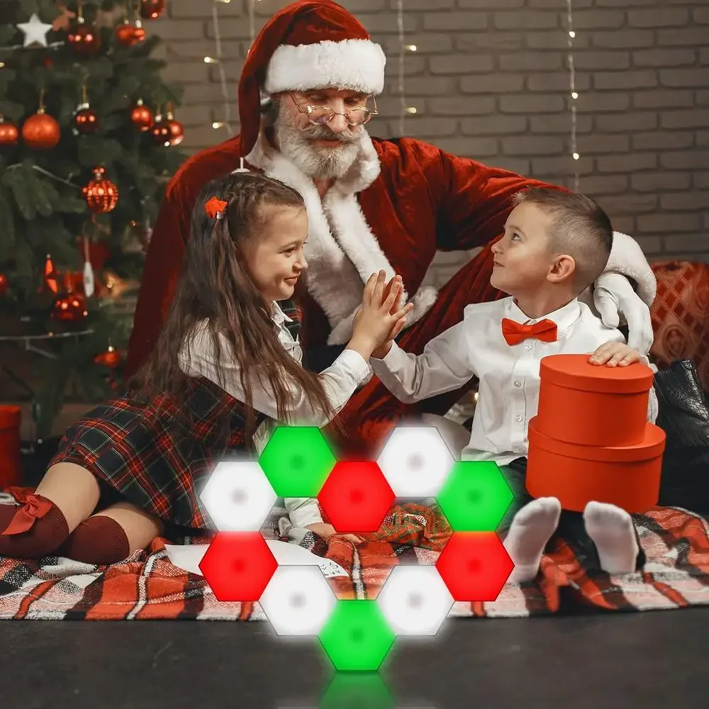 Smart Hexagon LED Wall Lights Touch-Sensitive RGB Panels with Remote Control DIY Mood Lighting 13 Colors Easy Installation