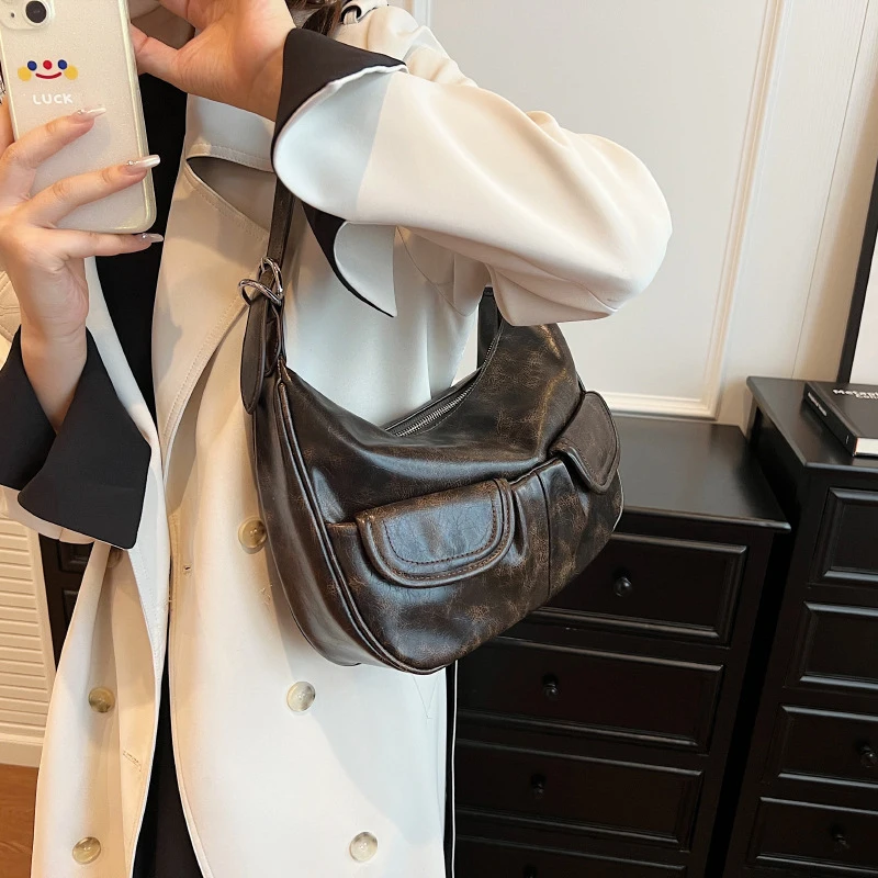 Shoulder Bags Women Solid Color All-match Simple Multifunction Handbags Large Capacity Underarm Bags for Women Hobo Purse