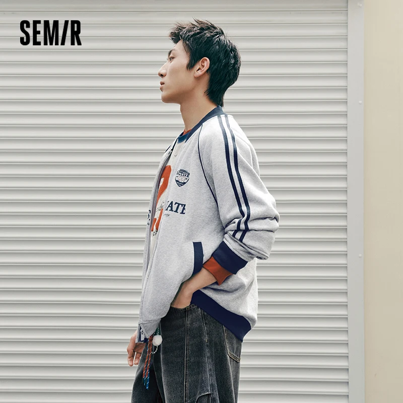 Semir Unisex Jacket Baseball Sport Retro 2026 Autumn Trendy Couple Style Casual Cardigan Outerwear Daily Layer Wear