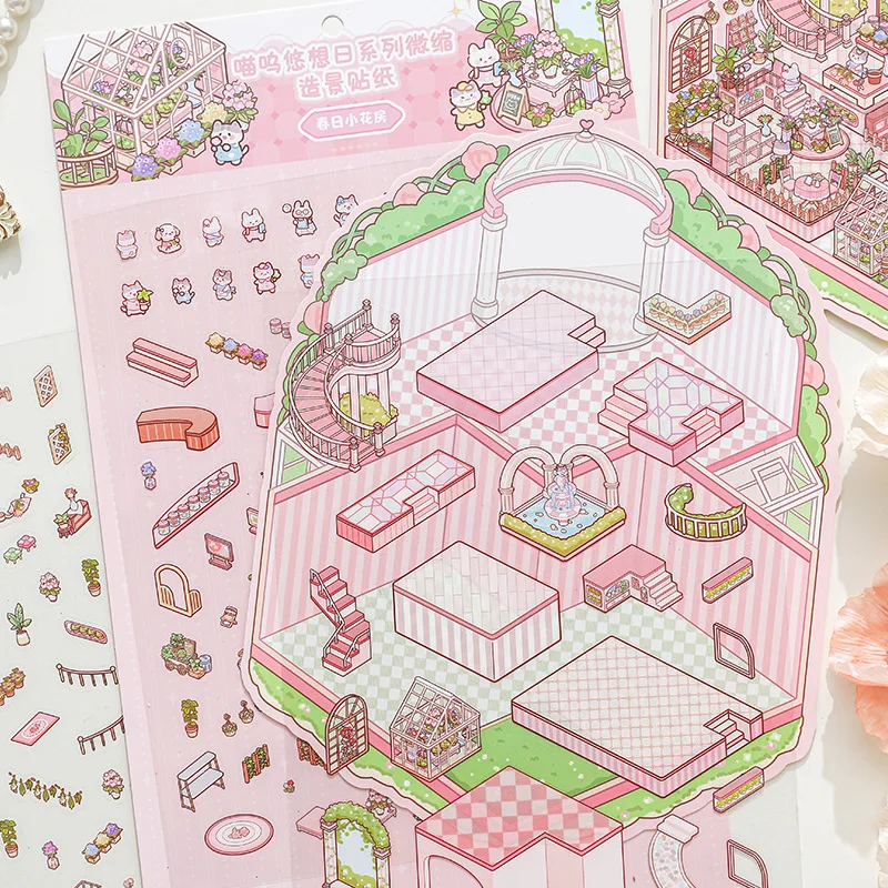 حجم كبير التصميم الإبداعي الحلو أنيمي المشهد ملصق DIY ديكور غرفة تخطيط المشهد ملصق لطيف اليدوية ملصق الاطفال هدية