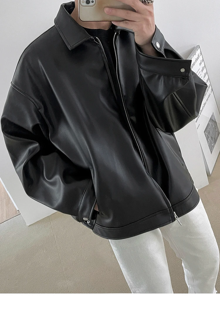 Mauroicardi Spring Autumn Cool Luxury Short Black Soft Light Pu Leather Jacket Men Zipper Casual Mens Jackets and Coats Fashion 25 S868ab96af33c41098ae2b9b716fb2a0fe