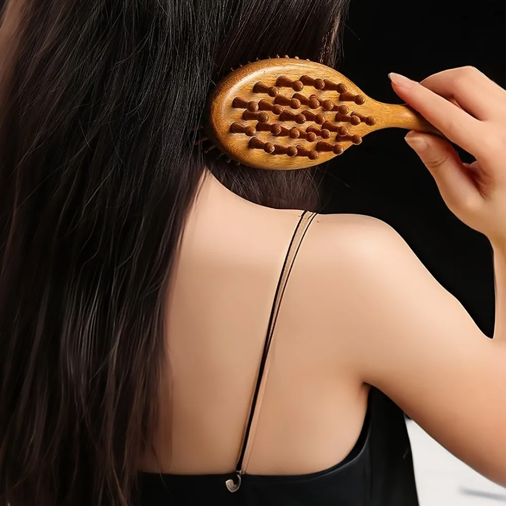 Double-Sided Sandalwood Comb Wooden Brush Dreads Wide Tooth Sandalwood Air Cushion Massage Combs Hair Styling Gua Sha Brush