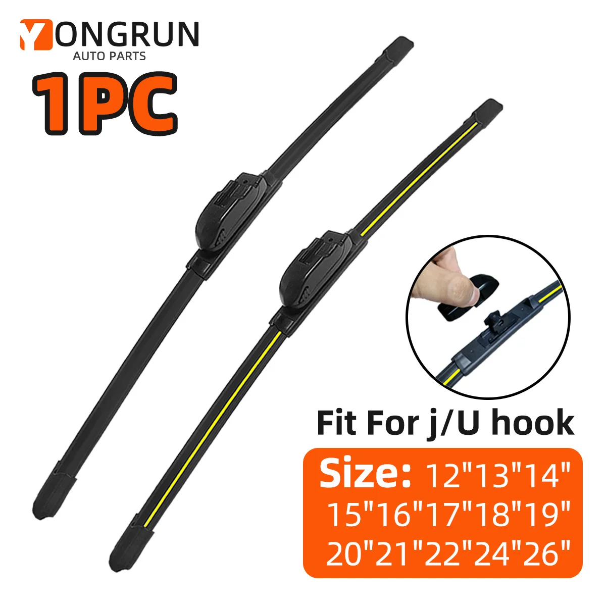 

YONGRUN 1PC Car Wiper F60 Wiper Blade 12"13"14"15"16"17"18"19"20"21"22"24"26"28"Streamlined Windshield Wiper Blade Car Parts