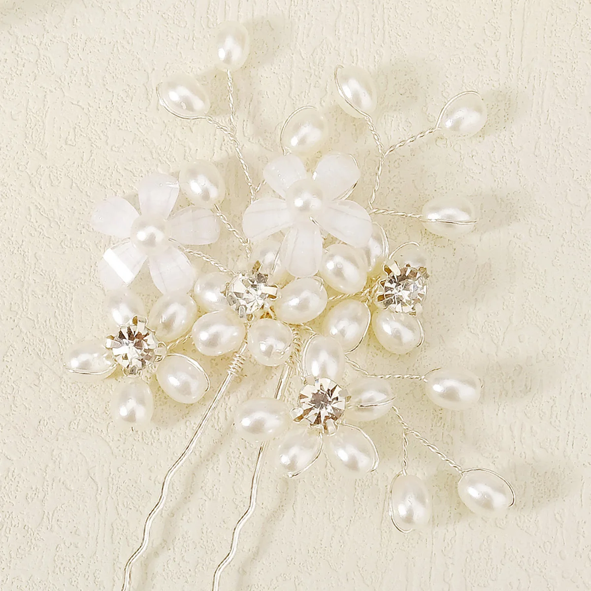Frauen Blume Haarnadel Stick Hochzeit Braut Kristall Perle Haarnadel U Förmigen Haar Clip Barrettes Haar Zubehör Großhandel – Detail 4