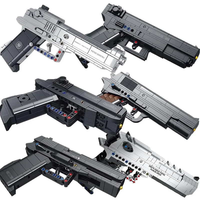 Pistola militar serie MOC Desert Eagle M1911 G18 USP PPK M92 modelo de pistola bloques de construcción puede disparar ladrillos juguete para niños regalos
